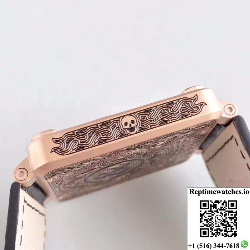 Bell & Ross Br 01 Skull Bronze Rose Gold And Black Dial-Rep Time Watches