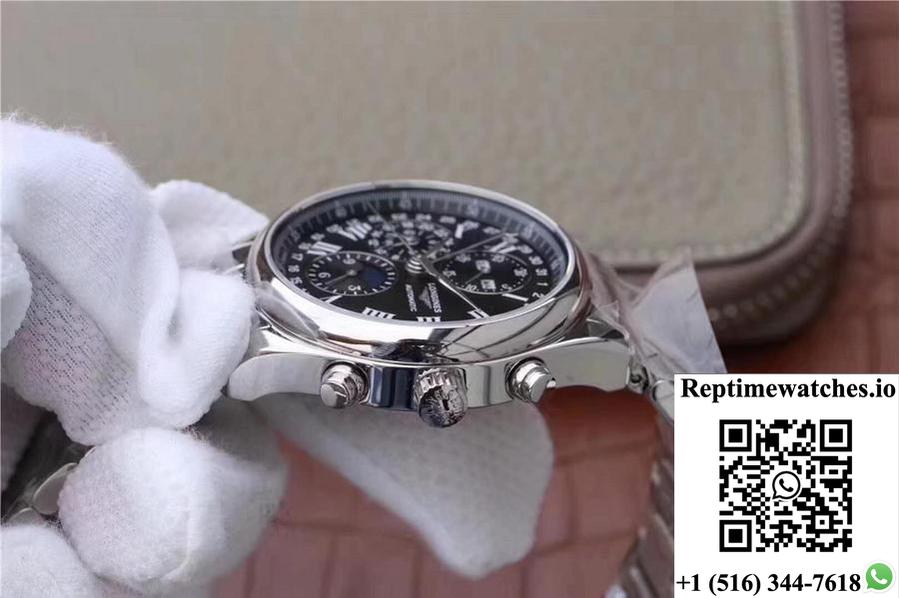 Longines Conquest Classic Chronograph Moonphase Black Dial-Rep Time Watches