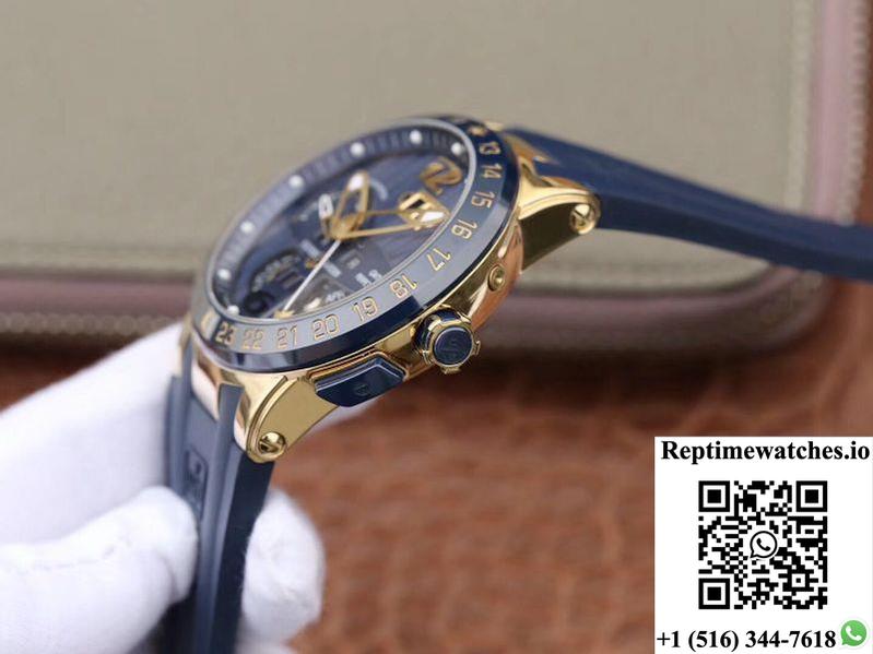 Ulysse Nardin El Toro 322-00-3/Bq All Working Gmt Calendar 18K Yellow Gold Blue Dial-Rep Time Watches