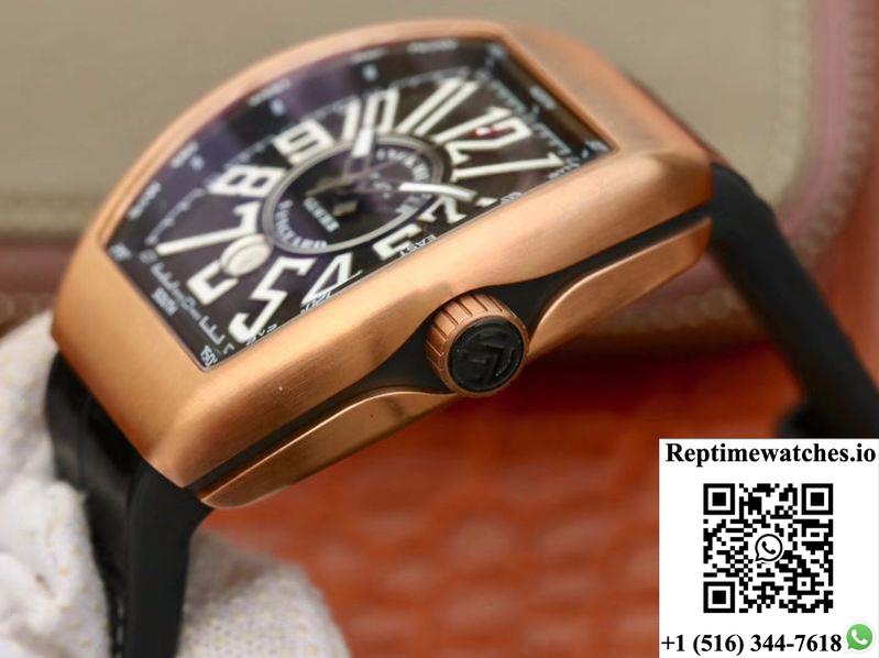 Franck Muller Vanguard V45-02 18K Rose Gold Black Dial-Rep Time Watches