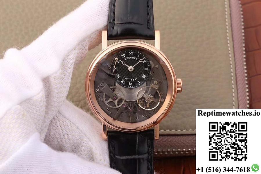Breguet Tradition 7027 7027Br/R9/9V6 Rose Gold Grey Skeleton Dial-Rep Time Watches