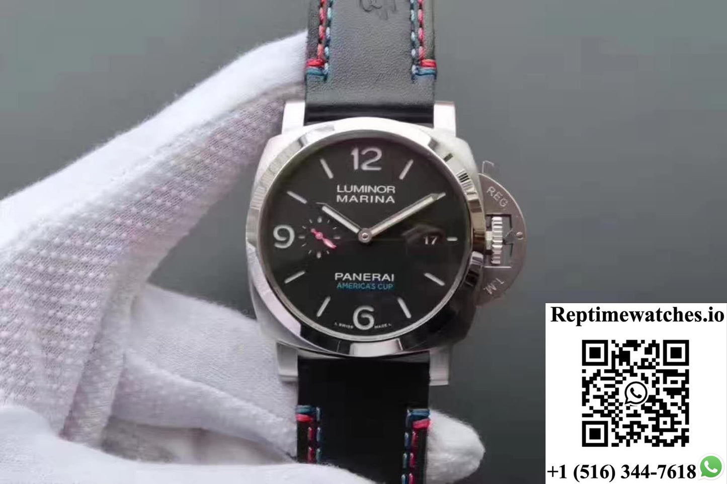 Panerai Luminor Marina 1950 Pam727 Americas Cup 2017 Zf Factory Black Leather Strap Black Dial-Rep Time Watches