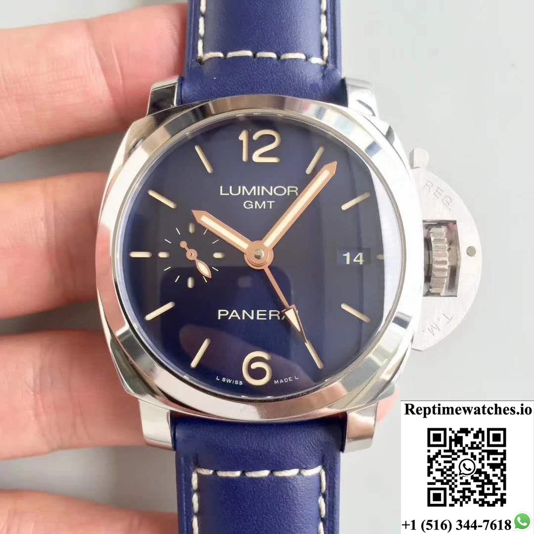 Panerai Luminor 1950 3 Days Gmt Acciaio Pam688 Vs Factory V2 Blue Dial-Rep Time Watches