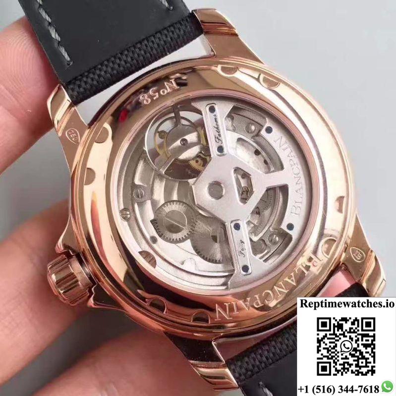 Blancpain Fifty Fathoms Tourbillon 5025-3630-52A Rose Gold Black Dial-Rep Time Watches