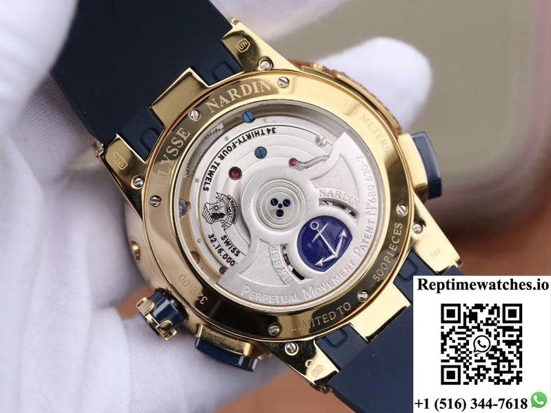 Ulysse Nardin El Toro 322-00-3/Bq All Working Gmt Calendar 18K Yellow Gold Blue Dial-Rep Time Watches