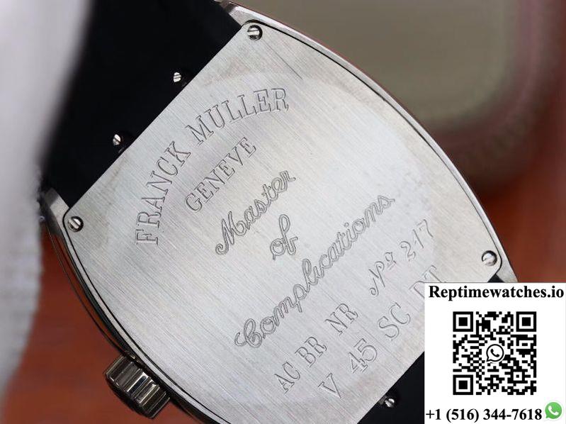 Franck Muller Vanguard V45-04 Black Leather Strap Black Dial-Rep Time Watches