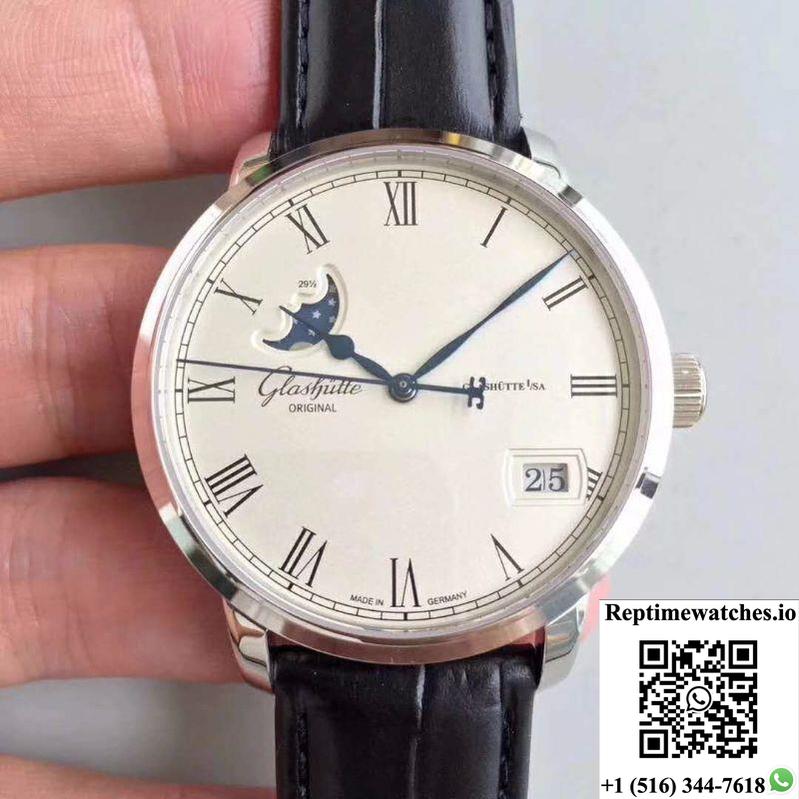 Glashutte Senator Panorama Date Moon Phase 100-04-32-12-04 Gf Factory White Dial-Rep Time Watches
