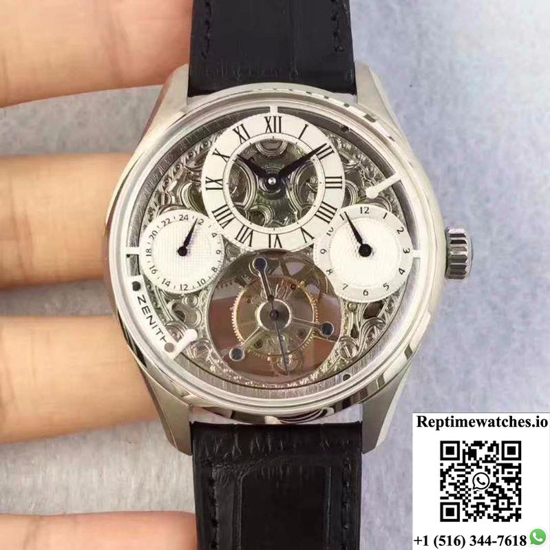 Zenith Ep Calender Skeleton Tourbillon Ss/Le White And Skeleton Dial-Rep Time Watches