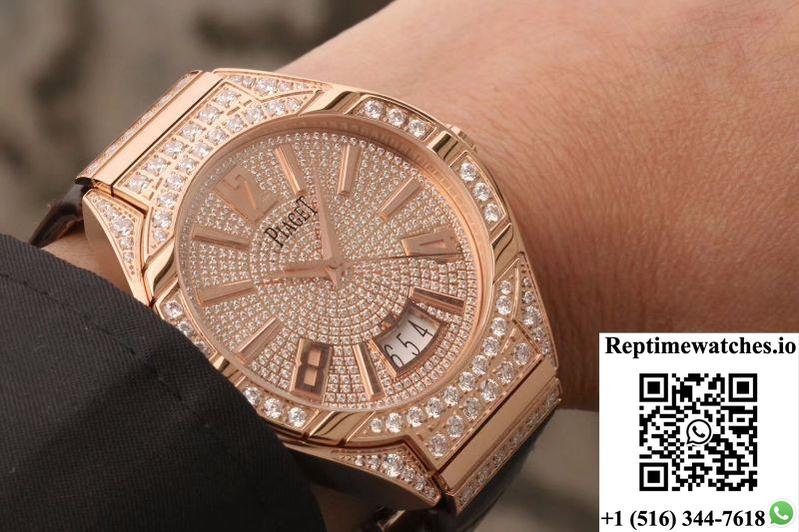 Piaget Polo Mks Factory Rose Gold Case Diamond Dial-Rep Time Watches