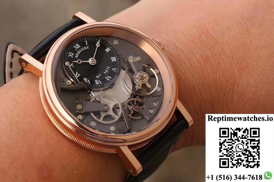 Breguet Tradition 7027 7027Br/R9/9V6 Rose Gold Grey Skeleton Dial-Rep Time Watches