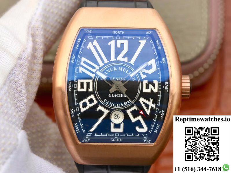 Franck Muller Vanguard V45-02 18K Rose Gold Black Dial-Rep Time Watches