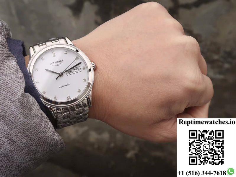 Longines Flagship Double Calendar L4.899.4.12.602 Gk Factory White Dial-Rep Time Watches