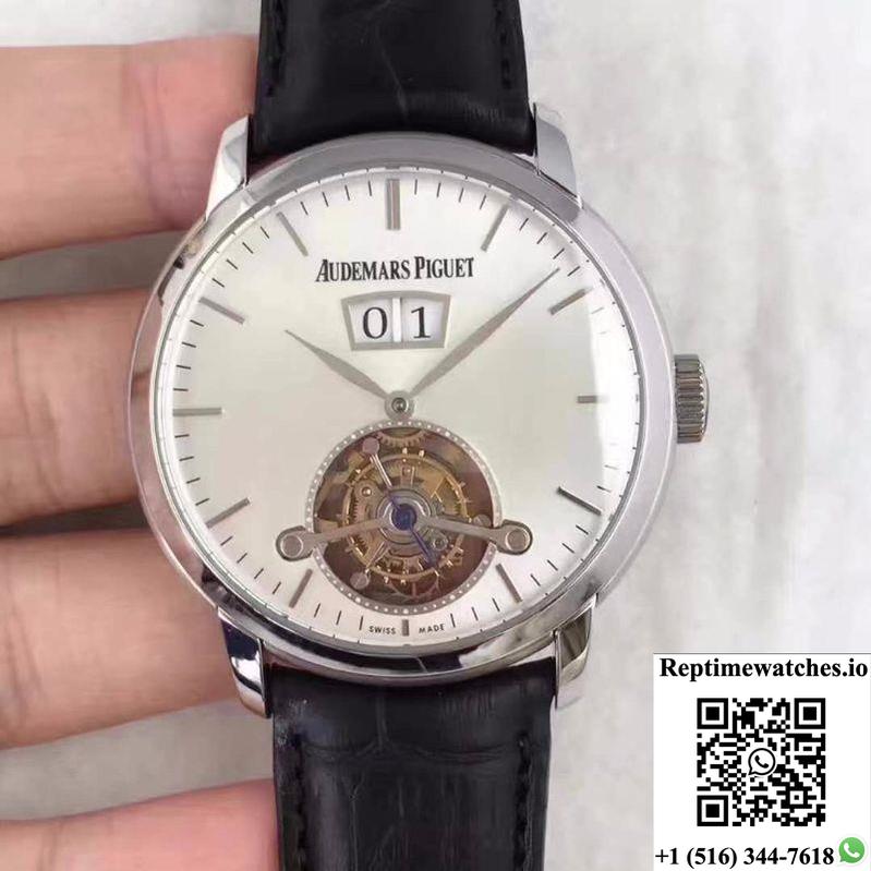 Audemars Piguet Audemars Tourbillon Grande Date 26559 White Dial-Rep Time Watches