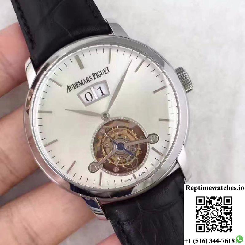 Audemars Piguet Audemars Tourbillon Grande Date 26559 White Dial-Rep Time Watches