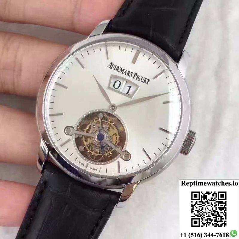 Audemars Piguet Audemars Tourbillon Grande Date 26559 White Dial-Rep Time Watches