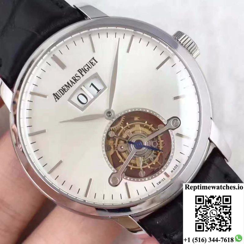 Audemars Piguet Audemars Tourbillon Grande Date 26559 White Dial-Rep Time Watches