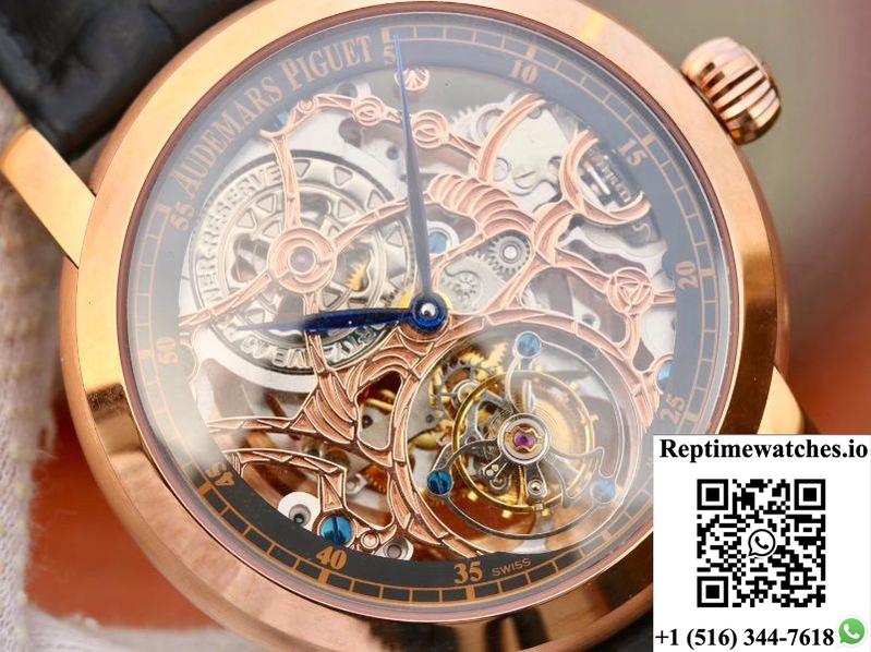 Audemars Piguet Jules Audemars Tourbillon 26357Pt.Zz.D028Cr.01 18K Rose Gold Skeleton Dial-Rep Time Watches