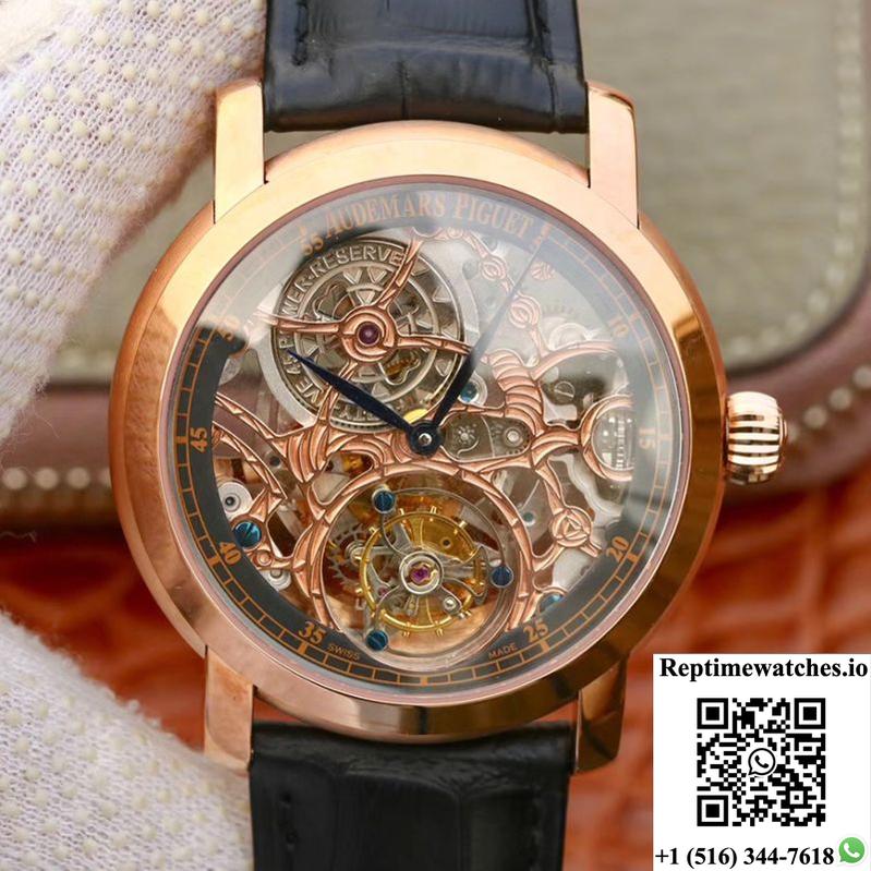 Audemars Piguet Jules Audemars Tourbillon 26357Pt.Zz.D028Cr.01 18K Rose Gold Skeleton Dial-Rep Time Watches