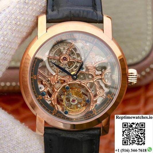 Audemars Piguet Jules Audemars Tourbillon 26357Pt.Zz.D028Cr.01 18K Rose Gold Skeleton Dial-Rep Time Watches