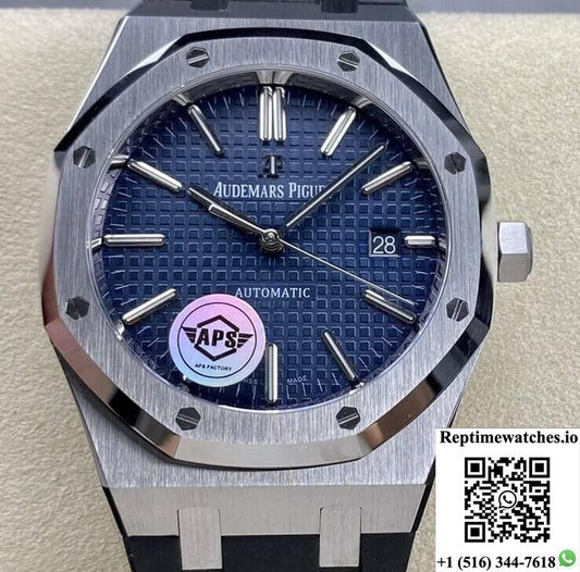 Audemars Piguet Royal Oak 15400 Aps Factory Blue Dial Rubber Strap-Rep Time Watches