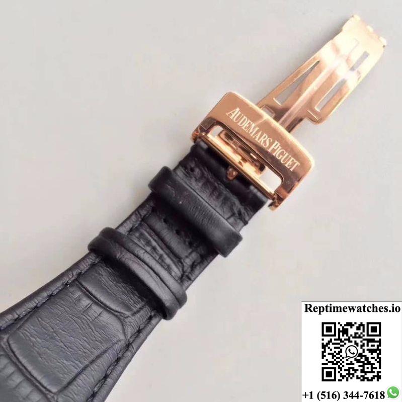 Audemars Piguet Royal Oak 15400 Jf Factory Leather Strap Black Dial-Rep Time Watches