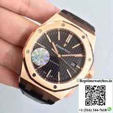 Audemars Piguet Royal Oak 15400 JF Factory Leather Strap Black Dial - Watches