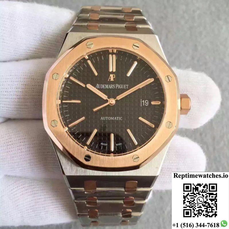 Audemars Piguet Royal Oak 15400 Jf Factory Rose Gold Black Dial-Rep Time Watches