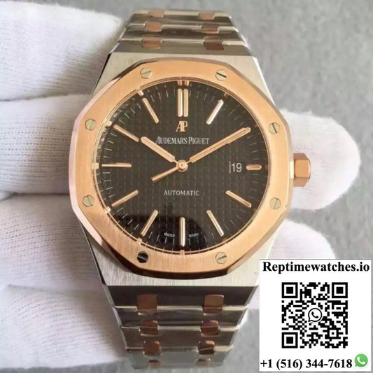 Audemars Piguet Royal Oak 15400 JF Factory Rose Gold Black Dial - Watches