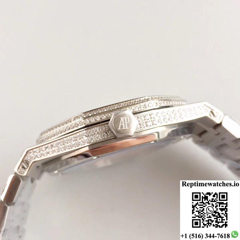 Audemars Piguet Royal Oak 15400.Or Full Diamond White Dial-Rep Time Watches