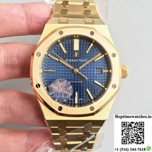 Audemars Piguet Royal Oak 15400Or Jf Factory Yellow Gold Blue Dial-Rep Time Watches