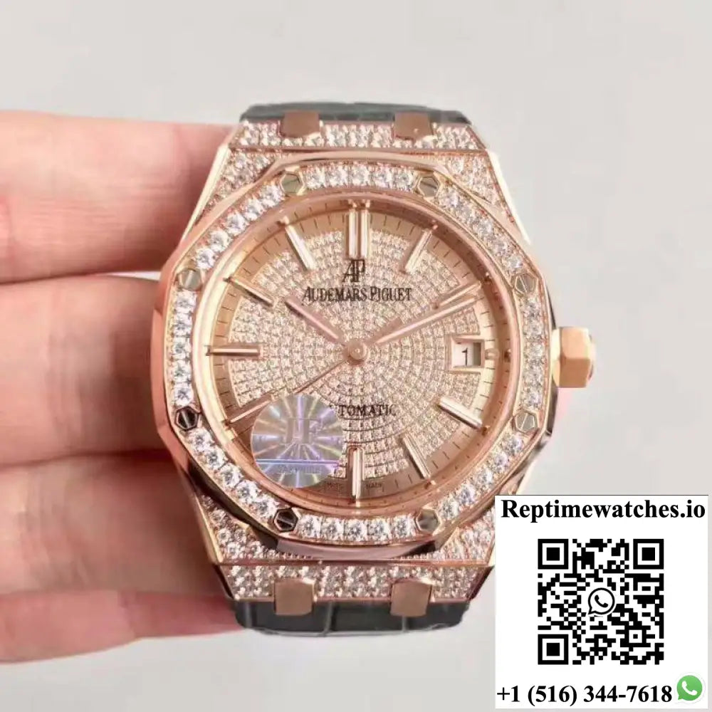 Audemars Piguet Royal Oak 15450 JF Factory Rose Gold Diamond Dial - Watches