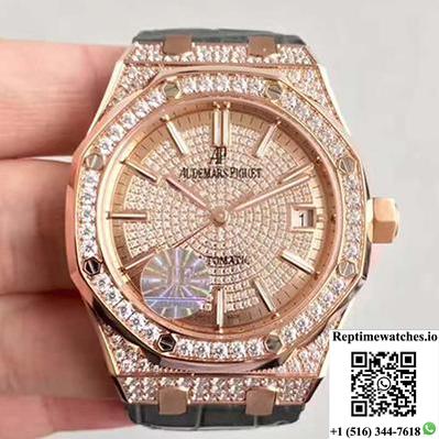Audemars Piguet Royal Oak 15450 Jf Factory Rose Gold Diamond Dial-Rep Time Watches