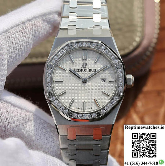 Audemars Piguet Royal Oak 67650 Jf Factory Diamond White Dial-Rep Time Watches