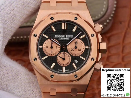 Audemars Piguet Royal Oak Chronograph 18K Rose Gold 26331OR.OO.1220OR.02 OM Factory Black Dial - Watches