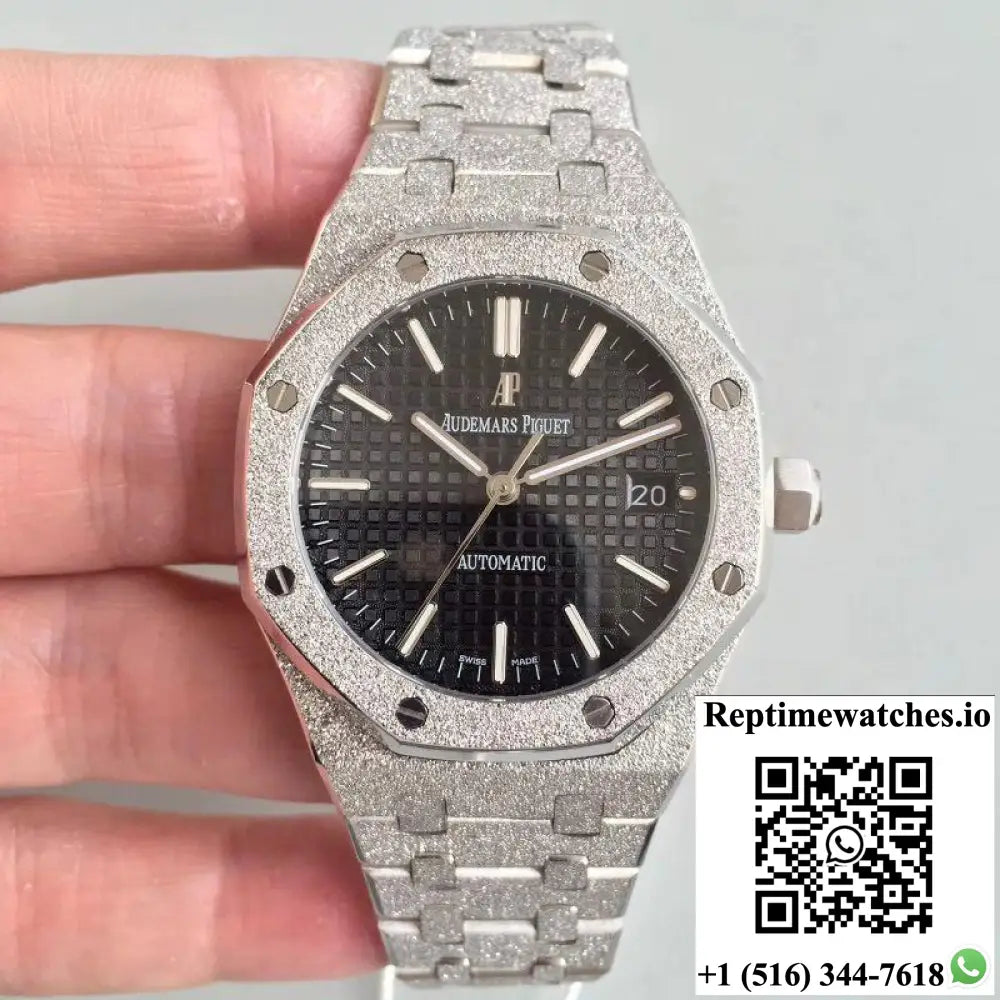 Audemars Piguet Royal Oak Frosted Gold 37MM 15454 OM Factory Black Dial - Watches