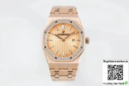 Audemars Piguet Royal Oak Quartz 33MM 67651OR.ZZ.1261OR.03 ZF Factory Diamond Bezel - Watches