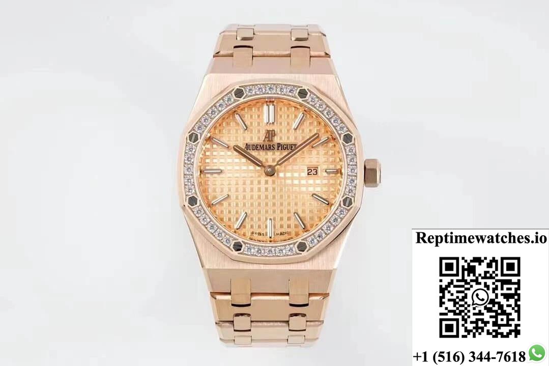 Audemars Piguet Royal Oak Quartz 33Mm 67651Or.Zz.1261Or.03 Zf Factory Diamond Bezel-Rep Time Watches