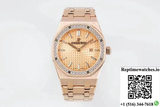 Audemars Piguet Royal Oak Quartz 33Mm 67651Or.Zz.1261Or.03 Zf Factory Diamond Bezel-Rep Time Watches