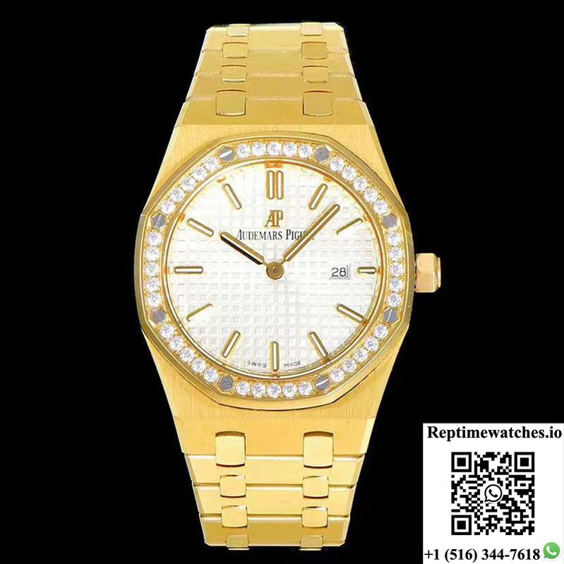 Audemars Piguet Royal Oak Quartz 67651Ba.Zz.1261Ba.01 Jf Factory Yellow Gold Diamond-Rep Time Watches