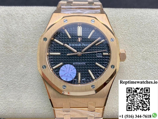 Audemars Piguet Royal Oak Rose Gold 15450 Jf Factory V5 Black Dial-Rep Time Watches