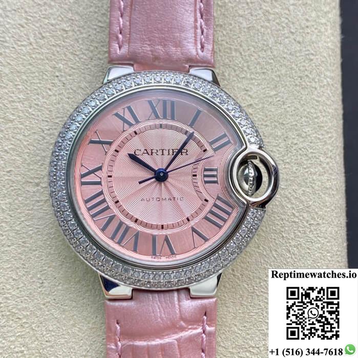Ballon Bleu De Cartier 33Mm V6 Factory Pink Dial-Rep Time Watches