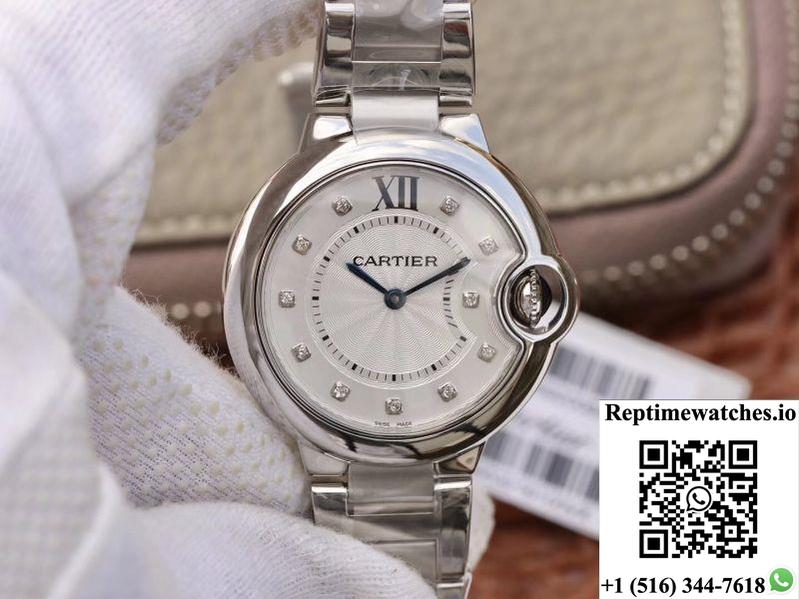 Ballon Bleu De Cartier 33Mm V6 Factory White Dial-Rep Time Watches
