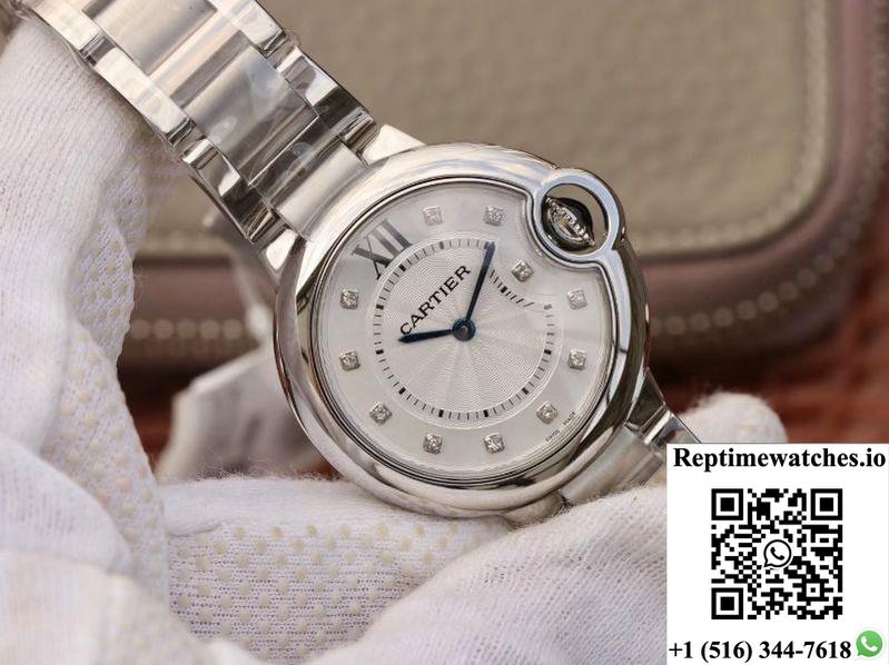 Ballon Bleu De Cartier 33Mm V6 Factory White Dial-Rep Time Watches