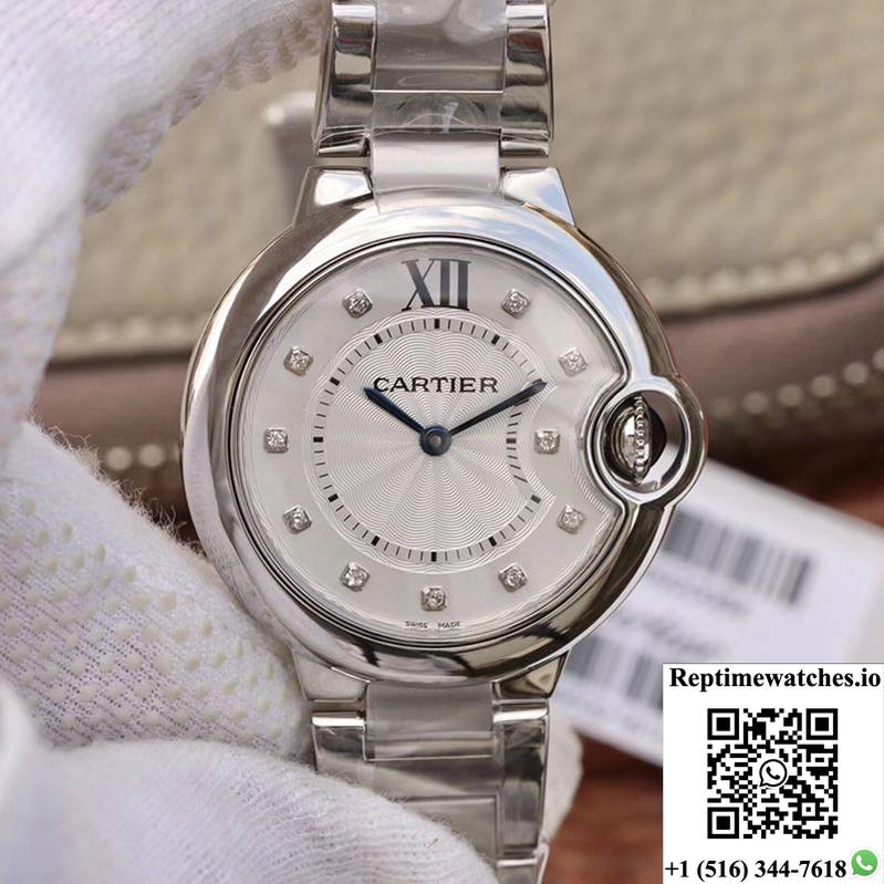 Ballon Bleu De Cartier 33Mm V6 Factory White Dial-Rep Time Watches