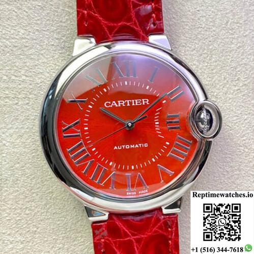 Ballon Bleu De Cartier 36Mm 3K Factory Red Leather Strap-Rep Time Watches