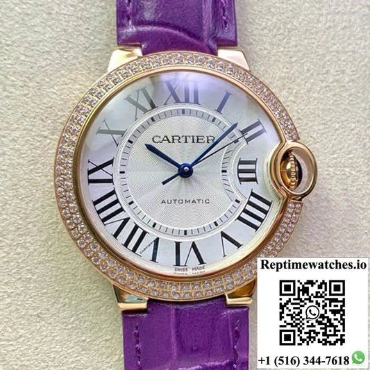 Ballon Bleu De Cartier 36MM WJBB0009 3K Factory Purple Leather Strap AI Factory