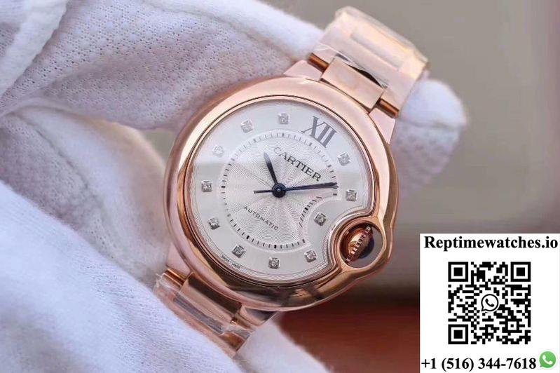 Ballon Bleu De Cartier Ladies 33 We902062 V9 Factory White Textured Dial-Rep Time Watches