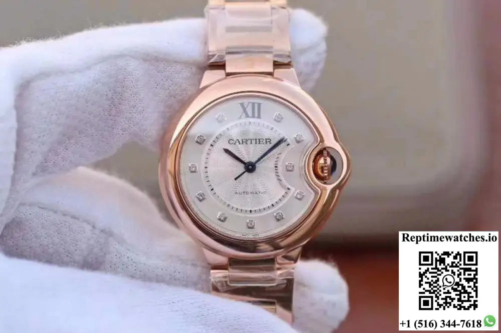 Ballon Bleu De Cartier Ladies 33 WE902062 V9 Factory White Textured Dial - Watches