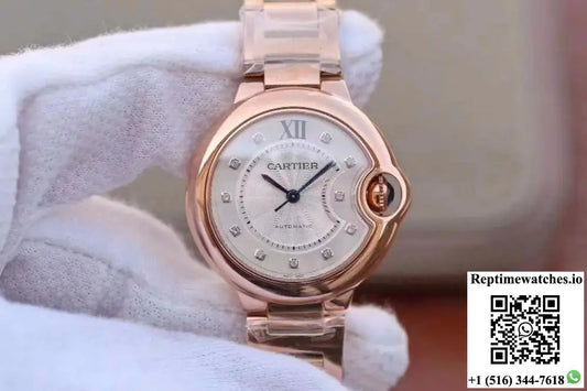 Ballon Bleu De Cartier Ladies 33 WE902062 V9 Factory White Textured Dial - Watches