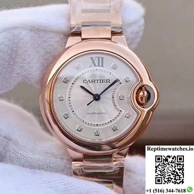 Ballon Bleu De Cartier Ladies 33 We902062 V9 Factory White Textured Dial-Rep Time Watches